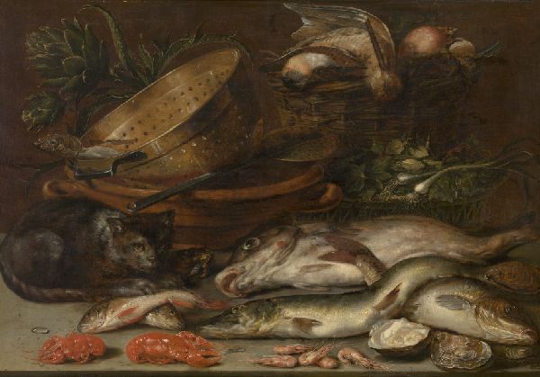Alexander Adriaenssen, Fish, Crustacea, Poultry, Vegetables and a Cat