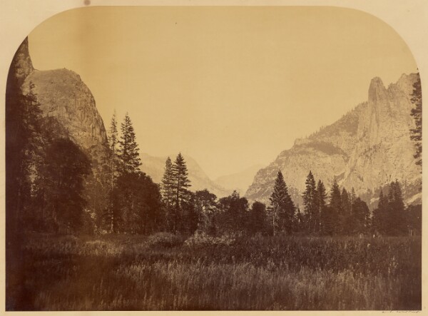Carleton Watkins, [Yosemite, View on Valley Floor, with Sentinel Rock at Right]