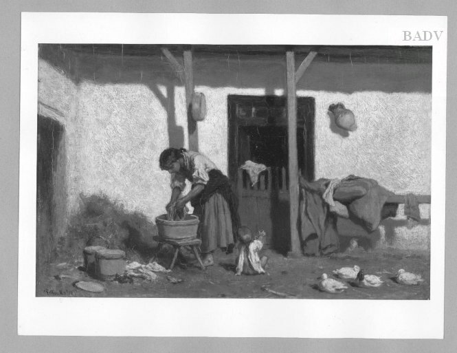 August von Pettenkofen, Peasant woman washing in her house