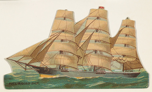 W. Duke, Sons & Co., Full Rigged Ship, from the Types of Vessels series (N139) issued by Duke Sons & Co. to promote Honest Long Cut Tobacco