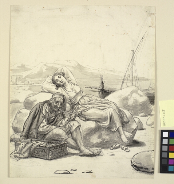 Wilhelm Marstrand, Sovende pige og gammel fisker ved stranden
