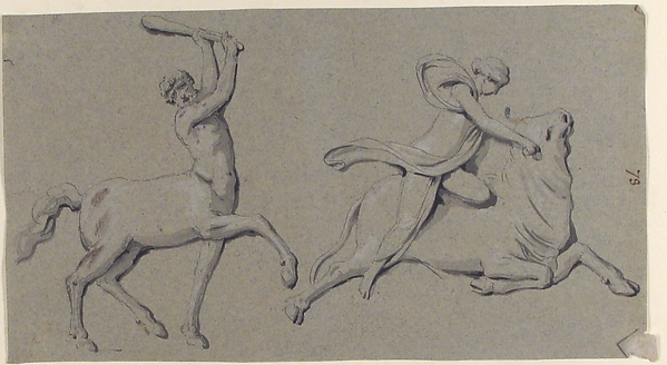 Anonymous, French, 18th century, Centaur with Club and Maiden on Bull