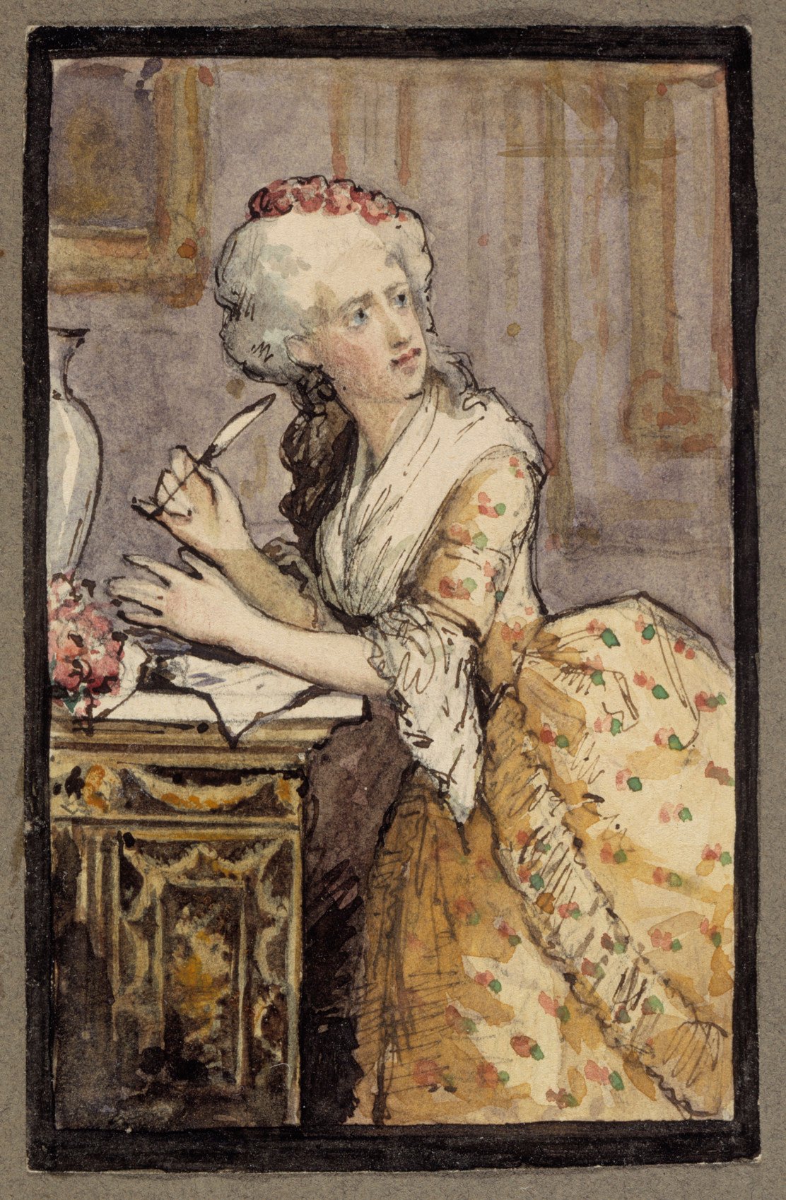Albert Edelfelt, Lady Writing, Study for the Rococo Lady