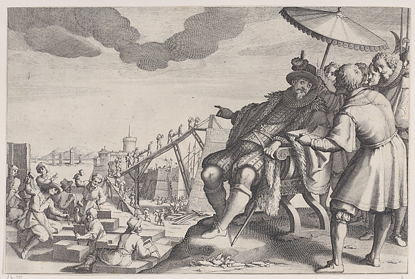 Jacques Callot, Le Grand Duc Fait Fortifier le Port de Livourne (The Grand Duke Fortifying the Port of Livourne), from "La Vie de Ferdinand Ier de Médicis série appelée aussi Les Batailles des Médicis" (The Life of Ferdinand I de'Medici also called The Medici Battles)