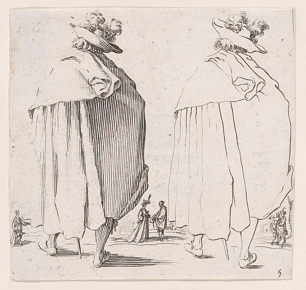 Jacques Callot, L'Homme au Grand Manteau Vu de Dos (Man with a Large Mantle Viewed from Behind), plate 5 from "Varie Figure" (Various Figures)