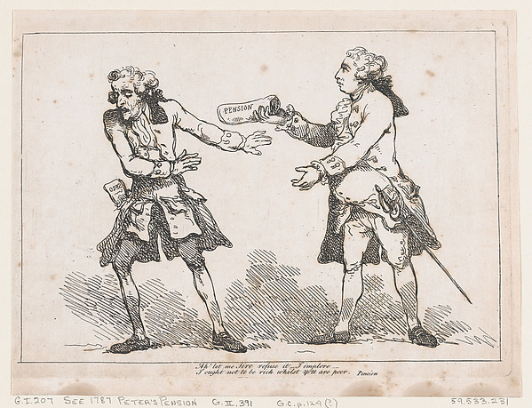 Thomas Rowlandson, Ah' let me Sire refuse it..., from Peter's Pension by Peter Pindar, Esq.