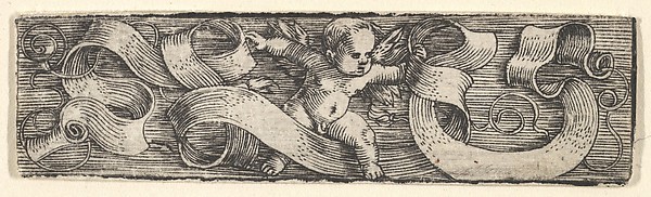 Barthel Beham, Boy Stepping to the Right over Banderoles
