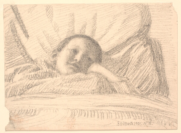 Niels Bjerre, Barn (lille pige?) der ligger i sengen