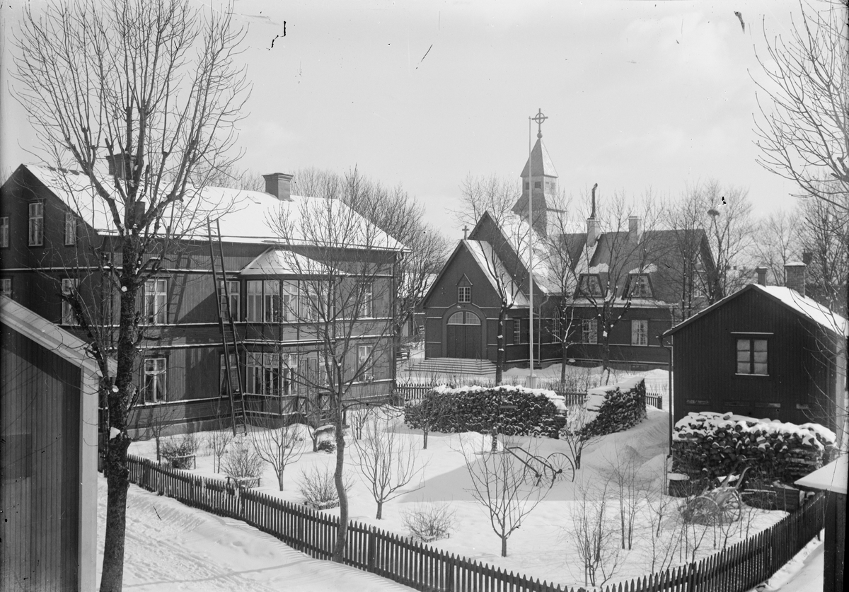 Per Elis Edhlund, Missionskyrkan, taget från Edhlunds fönster i nya ateljén, Östhammar, Uppland
