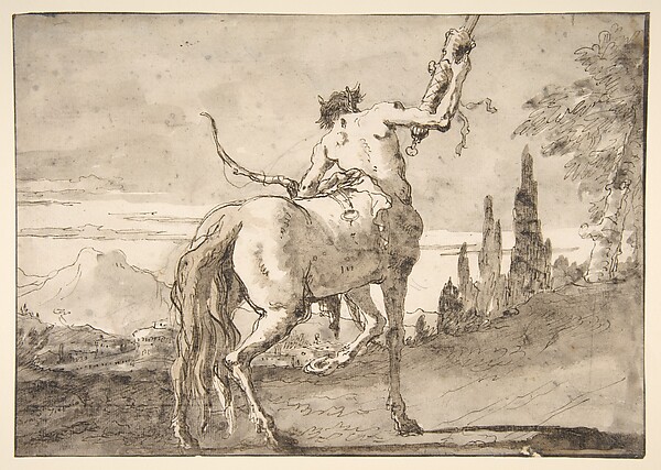 Giovanni Domenico Tiepolo, Centaur Holding Up a Quiver