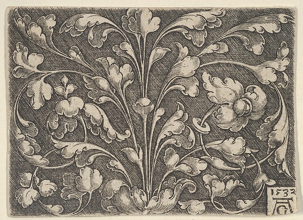 Heinrich Aldegrever, Horizontal Panel with Tendrils Rising from Center
