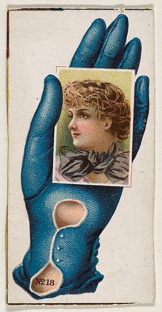 Allen & Ginter, Card Number 18, cut-out from banner advertising the Opera Gloves series (G29) for Allen & Ginter Cigarettes
