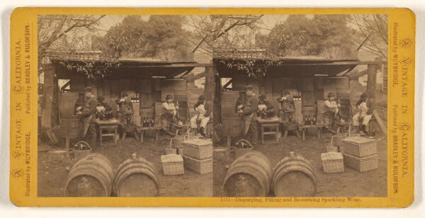 Eadweard J. Muybridge, Disgorging, Filling and Re-corking Sparkling Wine.