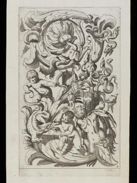 Unknown, Plate from a suite of reverse copies after 10 Verticle Grotesques by Giancarli.