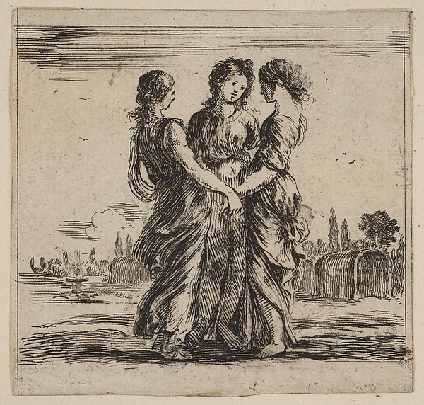 Stefano della Bella, The three graces, from 'Game of Mythology' (Jeu de la Mythologie)
