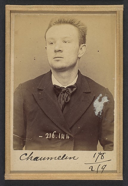 Alphonse Bertillon, Chaumelin. Odilon. 22 ans, né à Paris VIe. Publiciste. Anarchiste. 24/3/94.