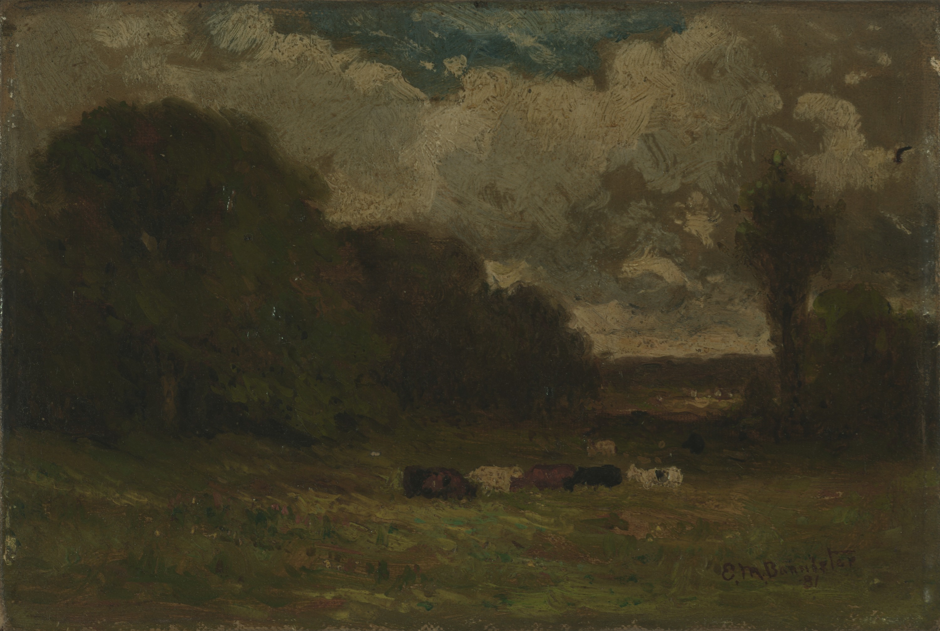 Edward Mitchell Bannister, Untitled (landscape with cows and trees)