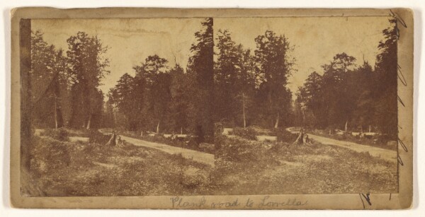 Unknown, [Plank road to Lowella] (recto); [Unidentified city] (verso)