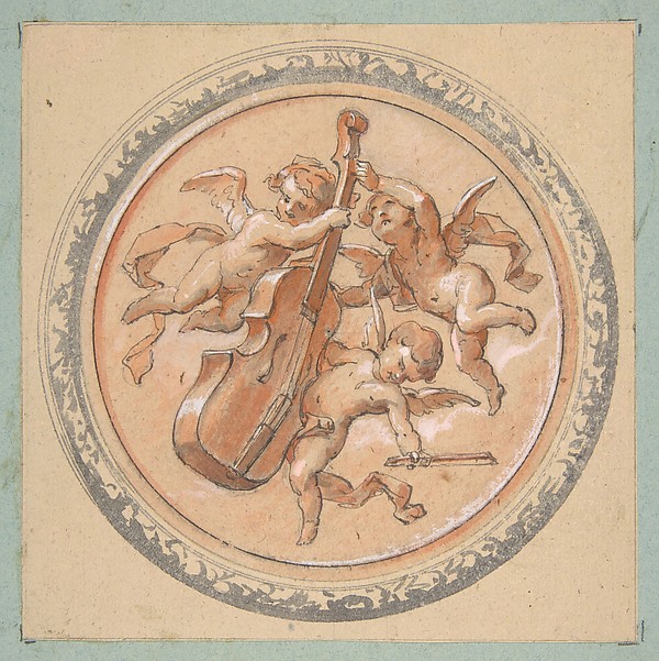 Jules-Edmond-Charles Lachaise, Medallion with putti holding a cello