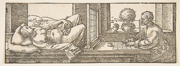 Albrecht Dürer, Draughtsman Making a Perspective Drawing of a Reclining Woman