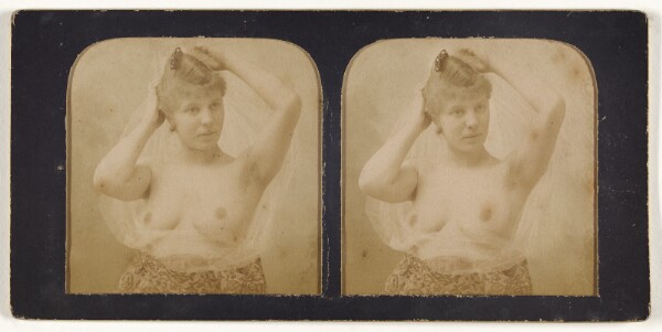 Unknown, [Woman with hands over head, breasts exposed]