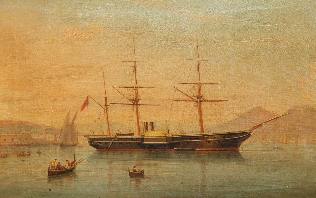 Antonio de Simone the Elder, A paddle frigate at anchor off Naples