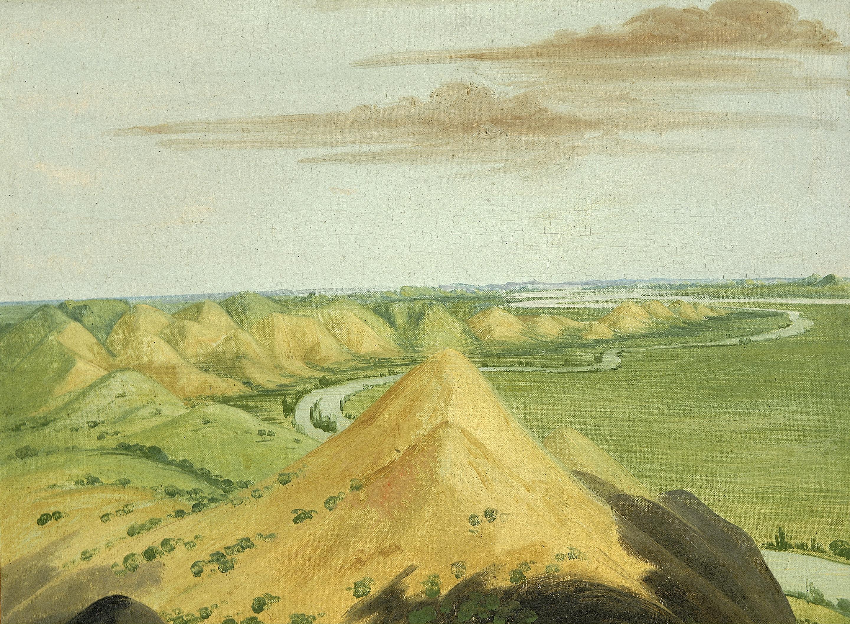 George Catlin, Clay Bluffs, Twenty Miles above the Mandans