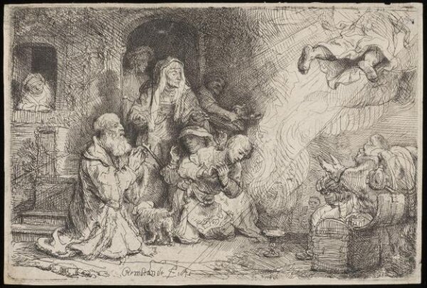 Rembrandt van Rijn, The Angel departing from the Family of Tobias