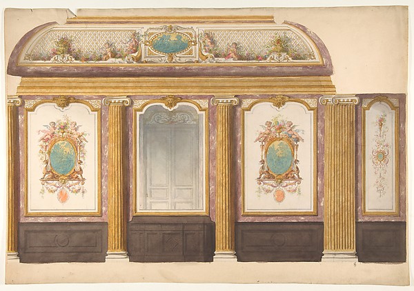 Jules-Edmond-Charles Lachaise, Design for wall panels with putti and flower garlands