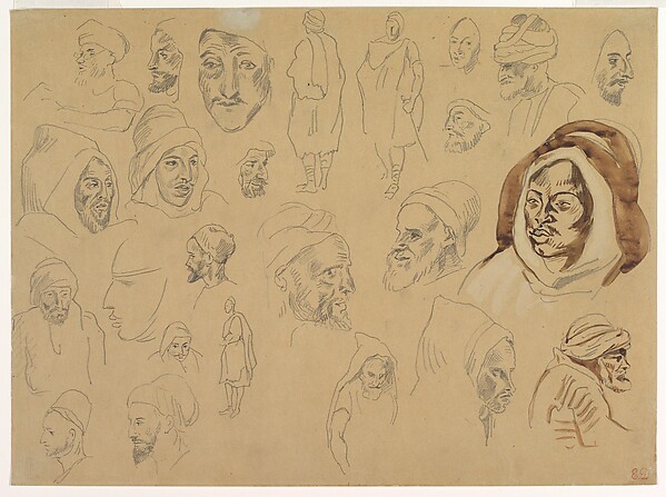 Eugène Delacroix, Studies of Arab Heads and Figures