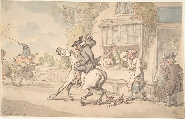 Thomas Rowlandson, Dr. Syntax with a Balky Horse Before an Inn