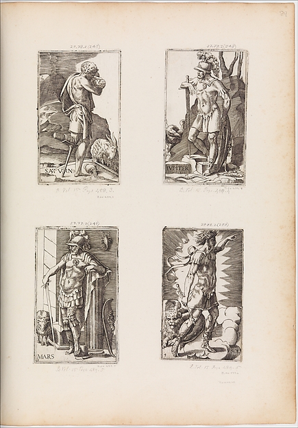 Giulio Bonasone, Saturn, from Planets, plate 1