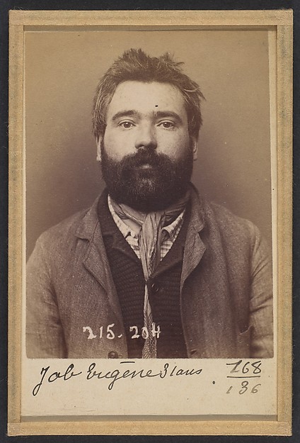 Alphonse Bertillon, Job. Eugène, François. 31 ans, né à Paris Xle. Chaisier. Anarchiste. 6/3/94.