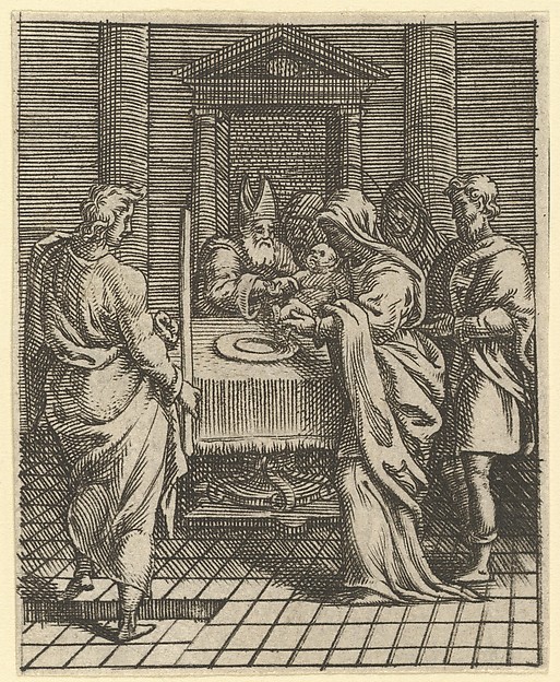 Giorgio Ghisi, Virgin of Sorrows: The Presentation in the Temple; one of nine surrounding compartments from the Virgin of Sorrows, now separated