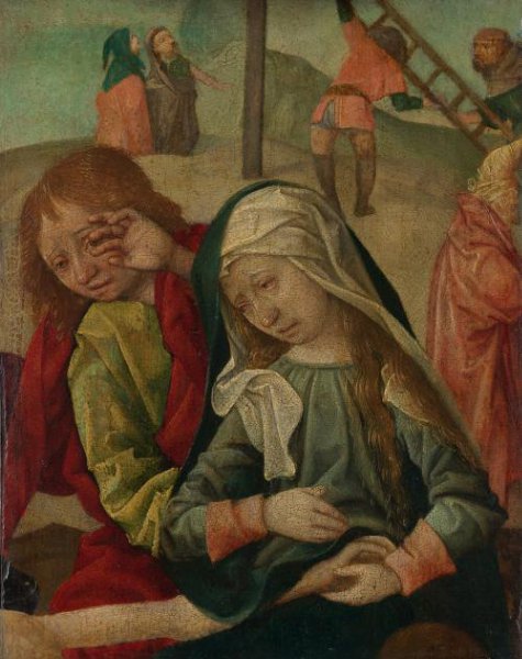 Master of Delft, Virgin and Saint John Mourning over the Body of Christ, fragment of a Lamentation of Christ