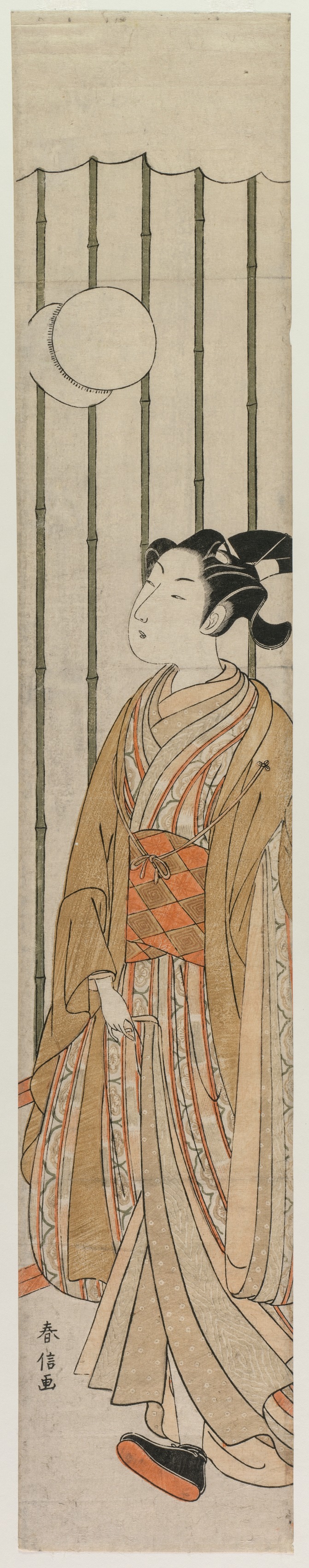 Suzuki Harunobu, Young Man Playing Football