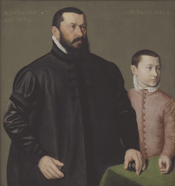 Nicolas Neufchâtel, Portræt af nürnberger guldsmeden Hans Lencker (1523-1585) og hans 9-årige søn Elisius den yngre