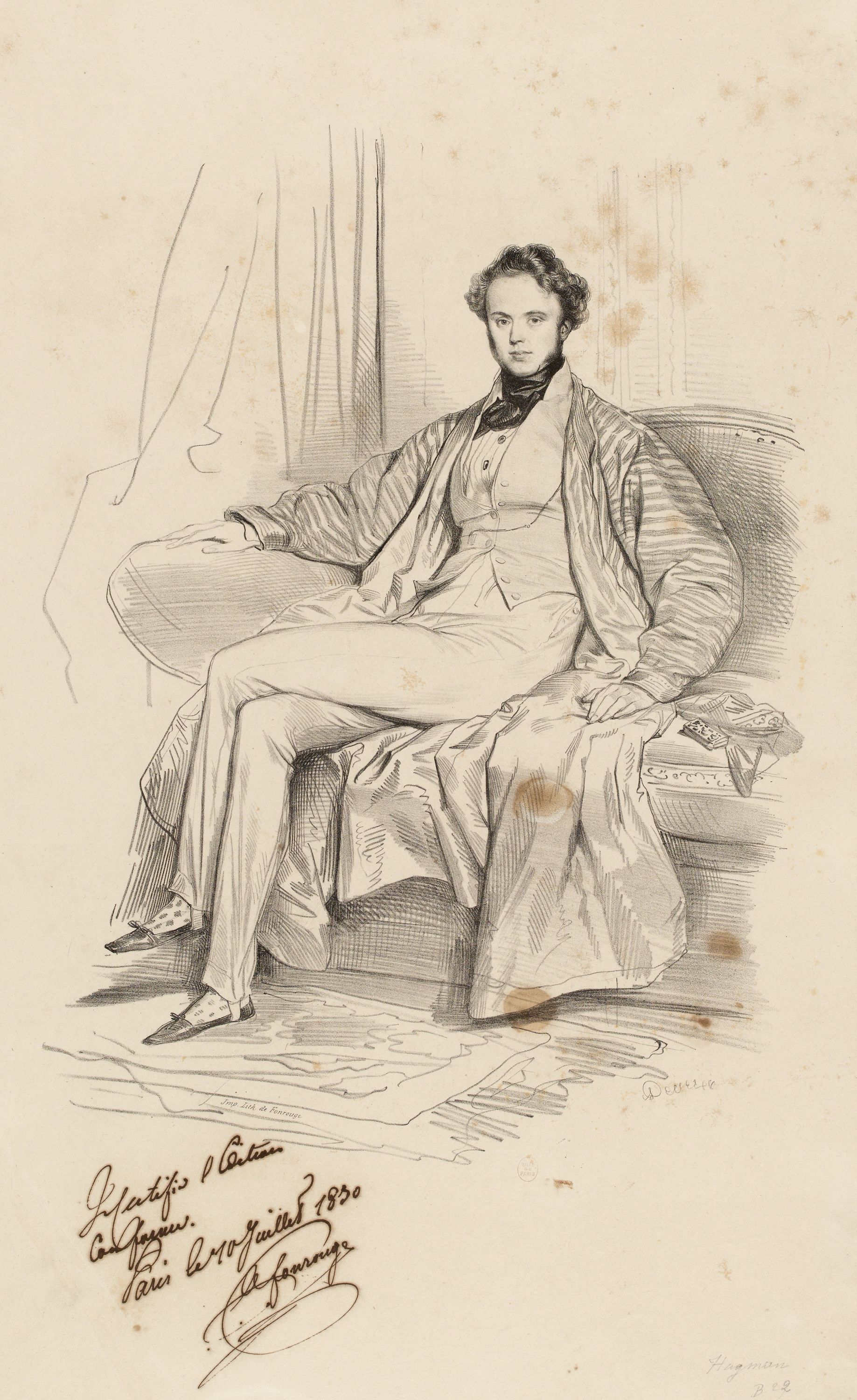 Achille Devéria, Portrait de Hagman, attaché à la maison du Roi de Naples