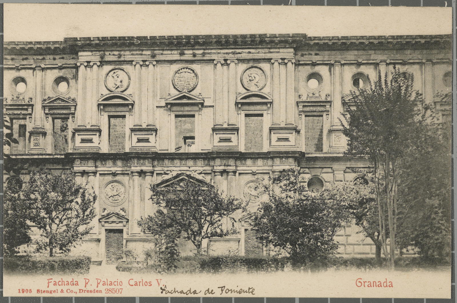 Desconegut, Fachada P. Palacio Carlos V. Granada