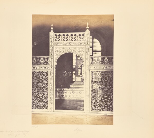 Samuel Bourne, Agra; The Screen Enclosing the Sarcophagi in the Interior of the Taj