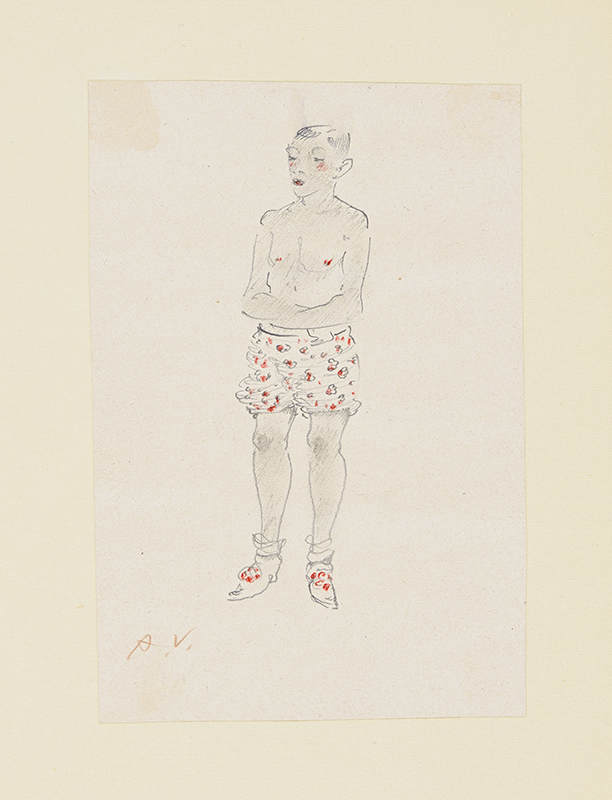 Ado (autor) Vabbe, Man in trousers when writing