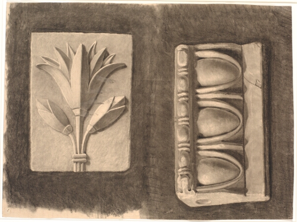 Joakim Skovgaard, Tegning efter gips. To ornamentale fragmenter