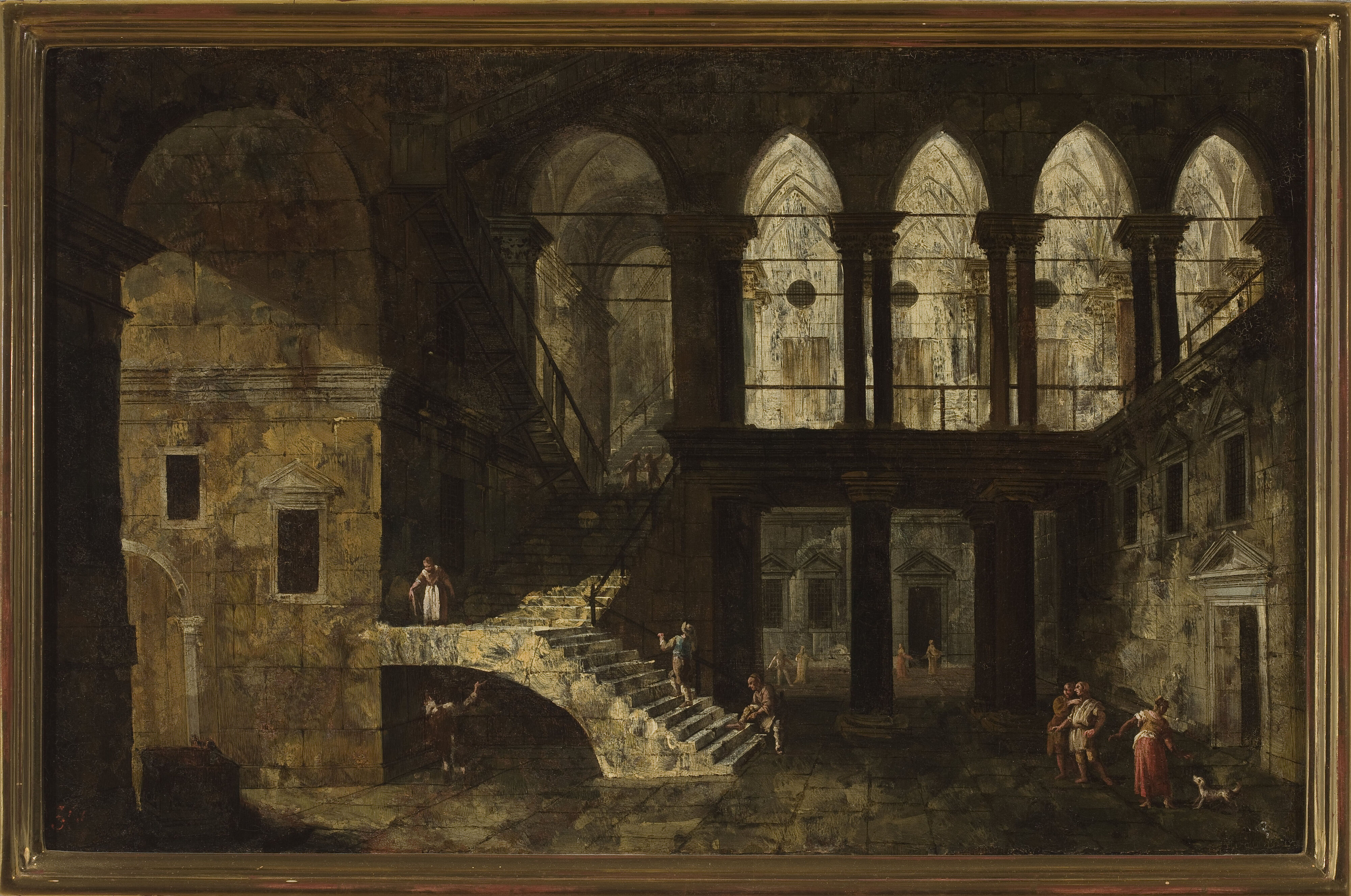 Michele Marieschi, Architectural fantasy featuring a palace courtyard