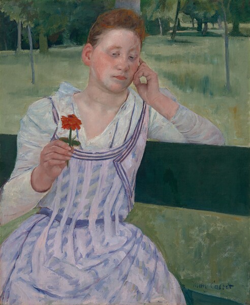 Mary Cassatt, Woman with a Red Zinnia (Revery)