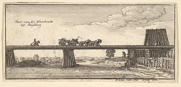 Wenceslaus Hollar, Strasbourg: The Kehl Bridge, from "German Views"