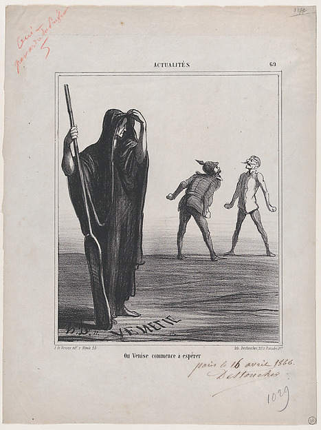 Honoré Daumier, Venice begins to hope, from 'News of the day,' published in Le Charivari, April 24, 1866