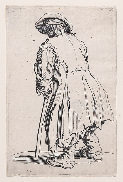 Jacques Callot, La Vieux Mendiant a une Seule Béquille (The Old Beggar with Only One Crutch), from "Les Gueux suite appelée aussi Les Mendiants, Les Baroni, ou Les Barons" (The Beggars, also called the Barons)