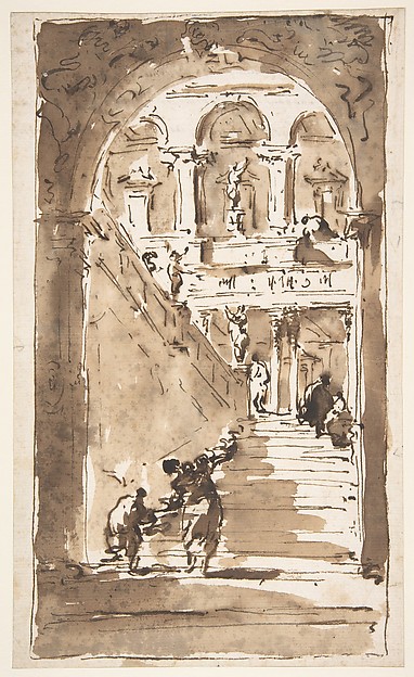 Francesco Guardi, Architectural Fantasy: Figures on a Grand Staircase