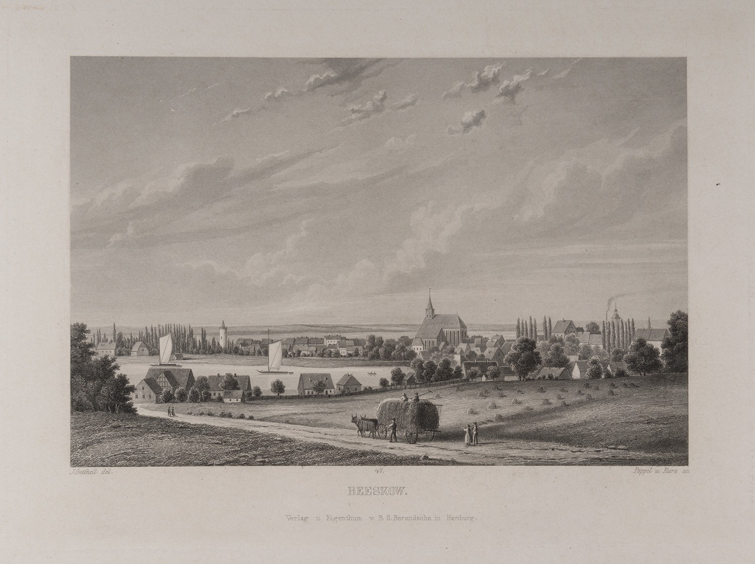 B. S. Berendsohn (Hamburg), Beeskow: Stadtansicht von Südosten (Brandenburgisches Album, Blatt 47)