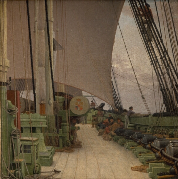 C.W. Eckersberg, Korvetten "Najaden"s styrbords batteri og dæk
